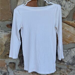 GAP Women's The Bowery Supersoft White Boatneck 3/4 Sleeve Tee Shirt Small